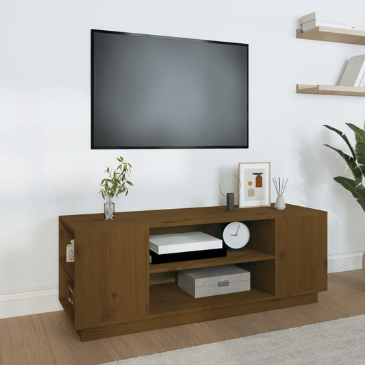 TV-taso hunajanruskea 110x35x40,5 cm täysi mänty - Sisustajankoti.fi