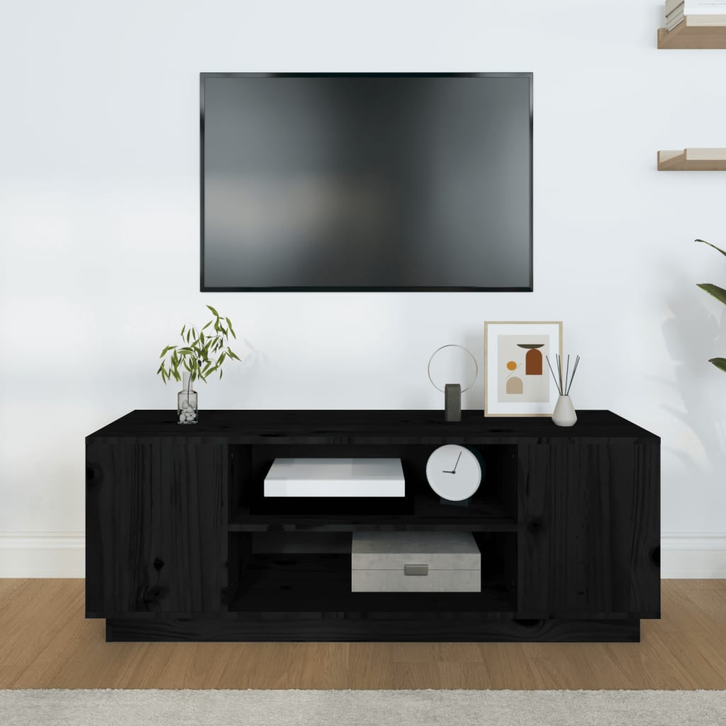 TV-taso musta 110x35x40,5 cm täysi mänty - Sisustajankoti.fi