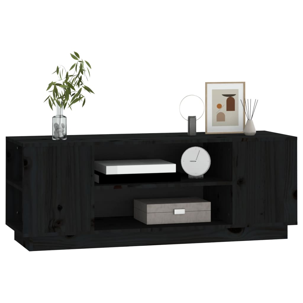 TV-taso musta 110x35x40,5 cm täysi mänty - Sisustajankoti.fi