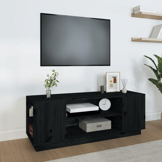TV-taso musta 110x35x40,5 cm täysi mänty - Sisustajankoti.fi
