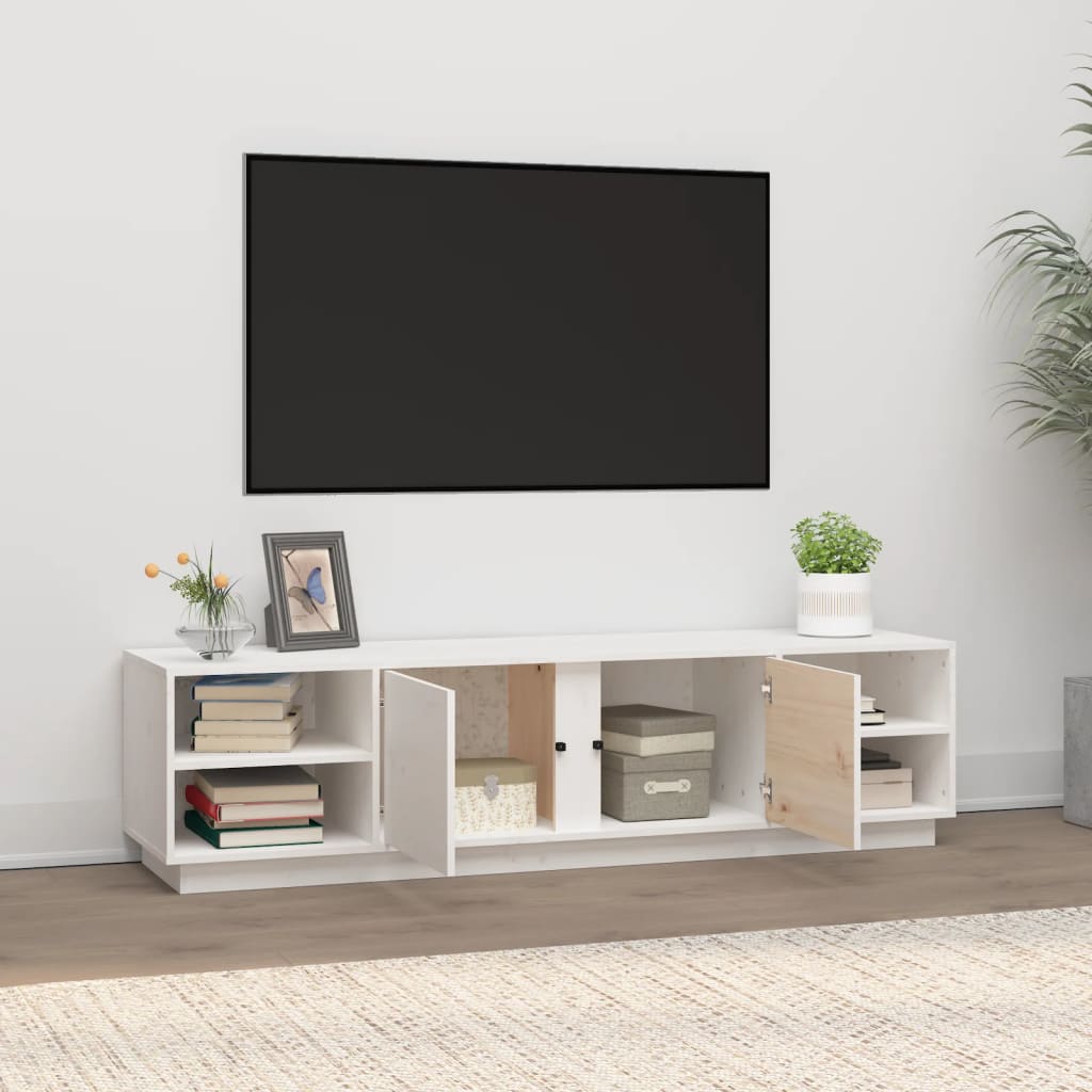 TV-taso valkoinen 156x40x40 cm täysi mänty - Sisustajankoti.fi