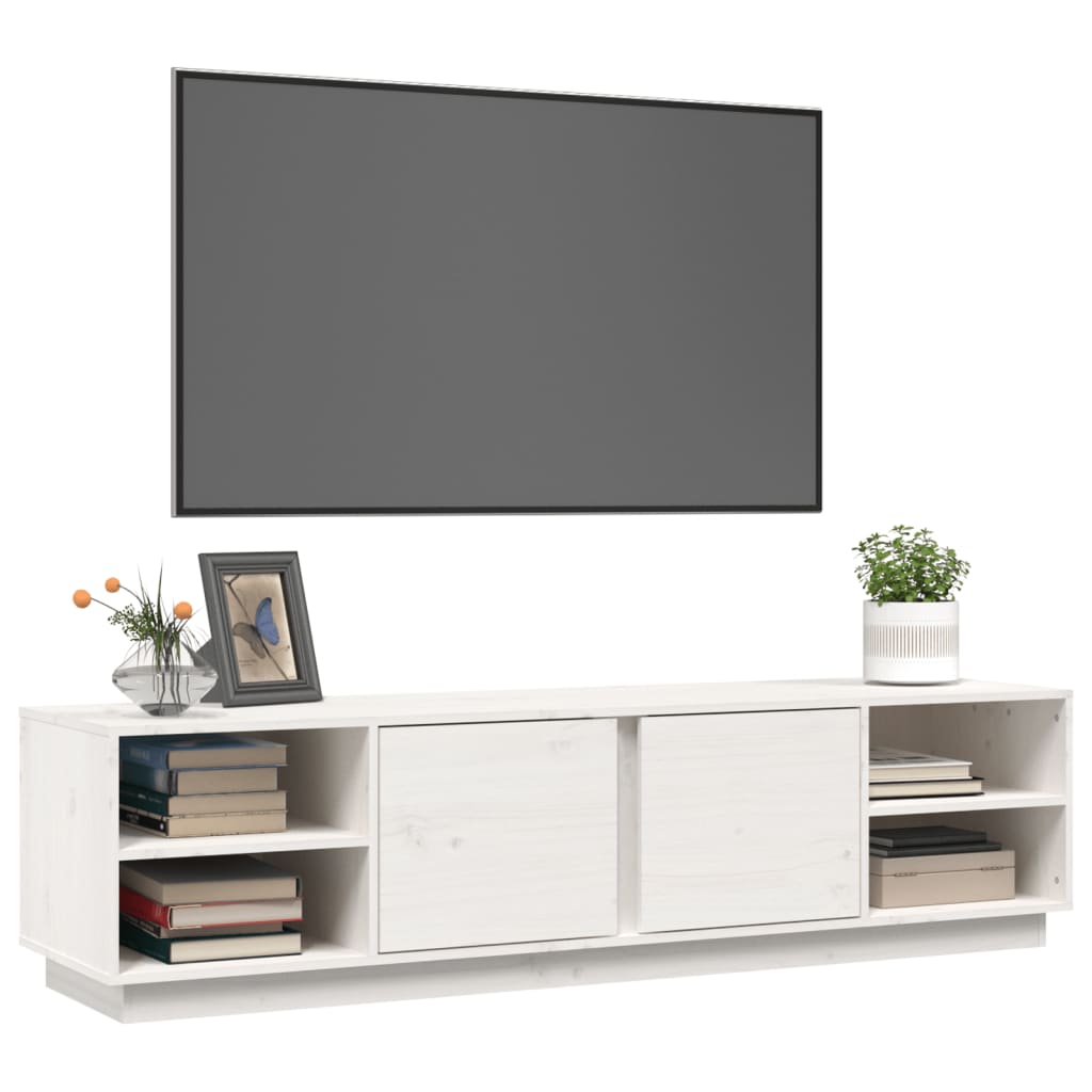 TV-taso valkoinen 156x40x40 cm täysi mänty - Sisustajankoti.fi