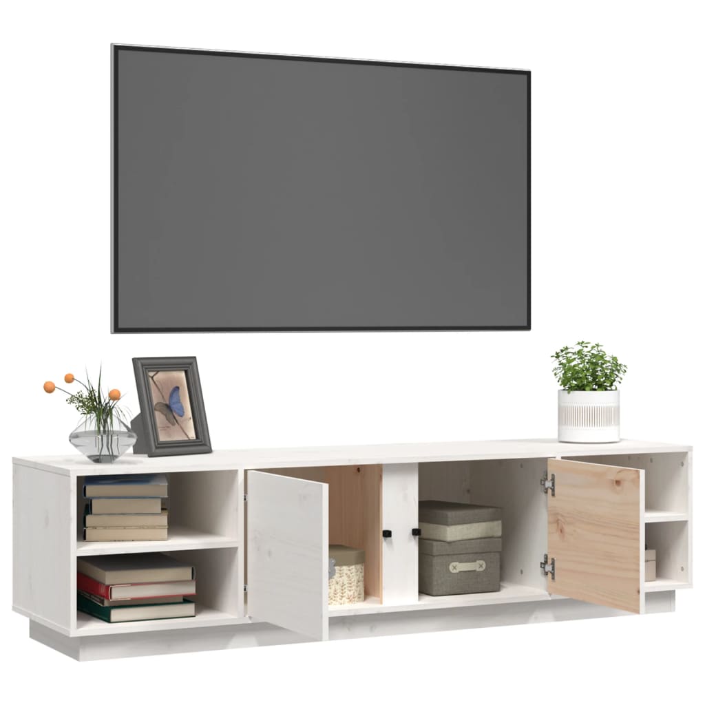 TV-taso valkoinen 156x40x40 cm täysi mänty - Sisustajankoti.fi
