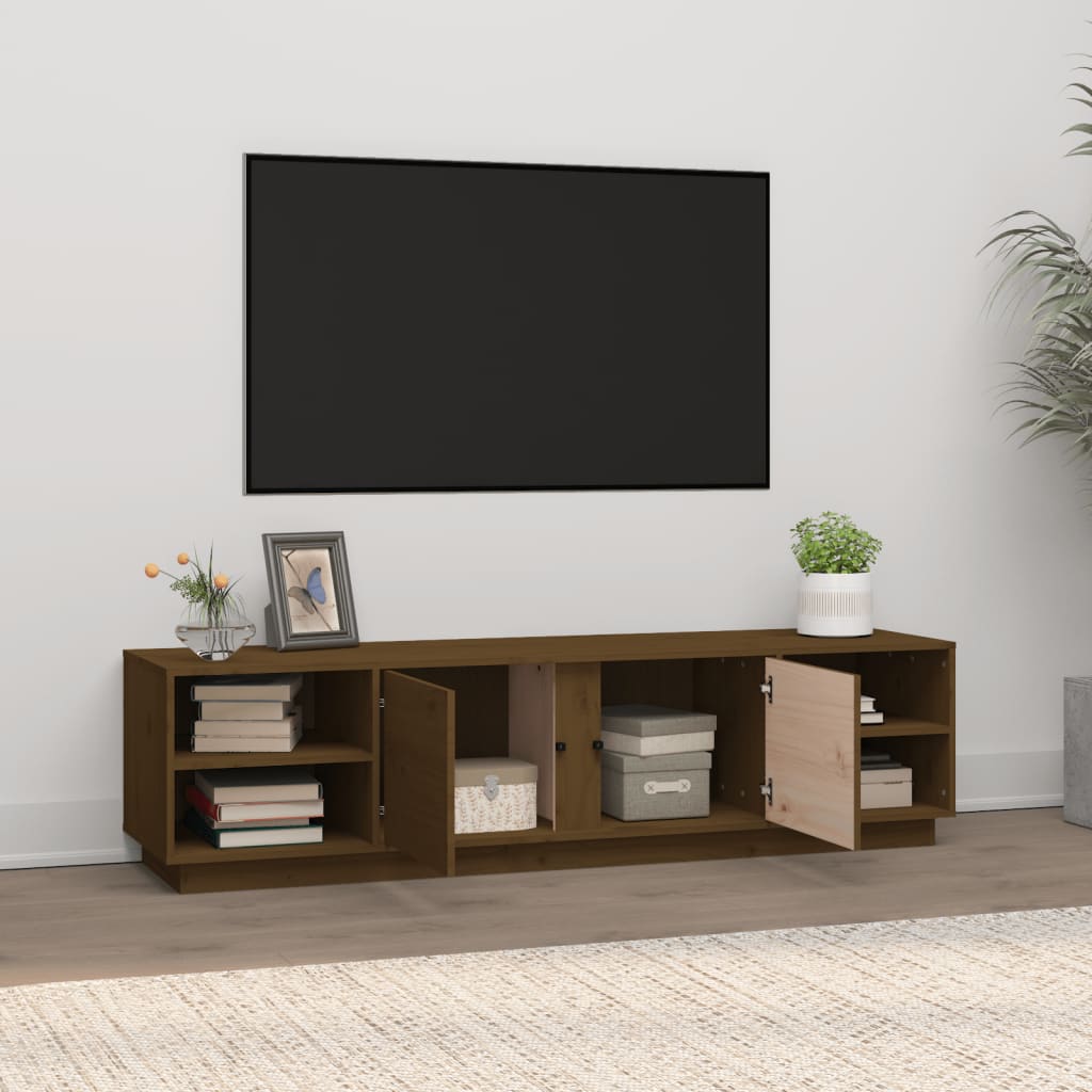 TV-taso hunajanruskea 156x40x40 cm täysi mänty - Sisustajankoti.fi