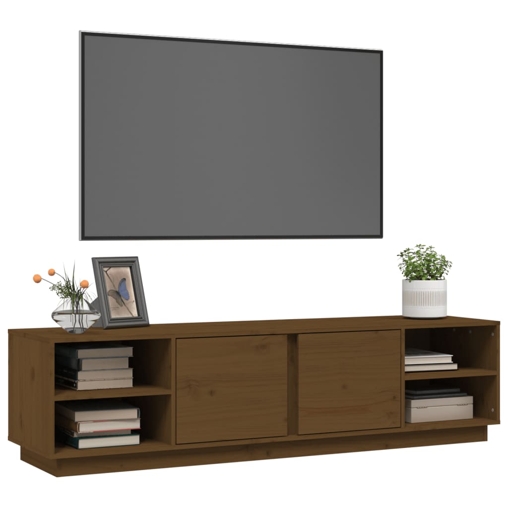TV-taso hunajanruskea 156x40x40 cm täysi mänty - Sisustajankoti.fi