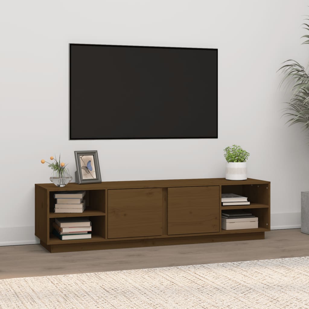 TV-taso hunajanruskea 156x40x40 cm täysi mänty - Sisustajankoti.fi