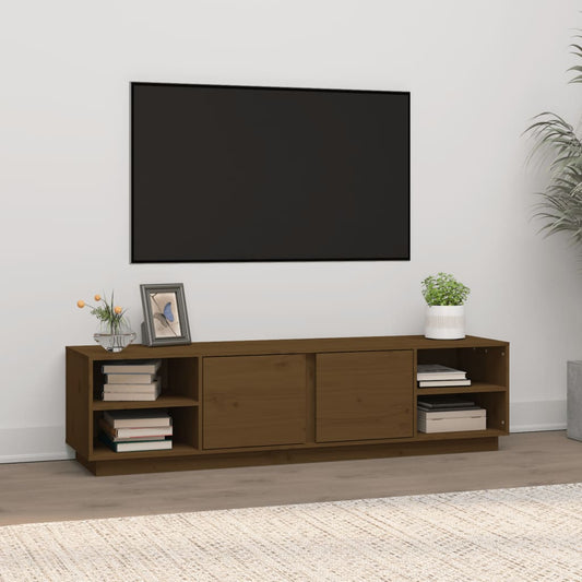 TV-taso hunajanruskea 156x40x40 cm täysi mänty - Sisustajankoti.fi