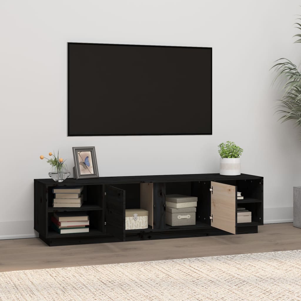 TV-taso musta 156x40x40 cm täysi mänty - Sisustajankoti.fi