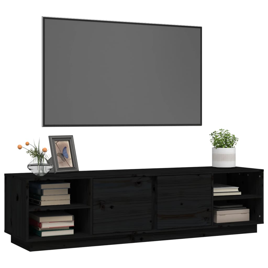 TV-taso musta 156x40x40 cm täysi mänty - Sisustajankoti.fi