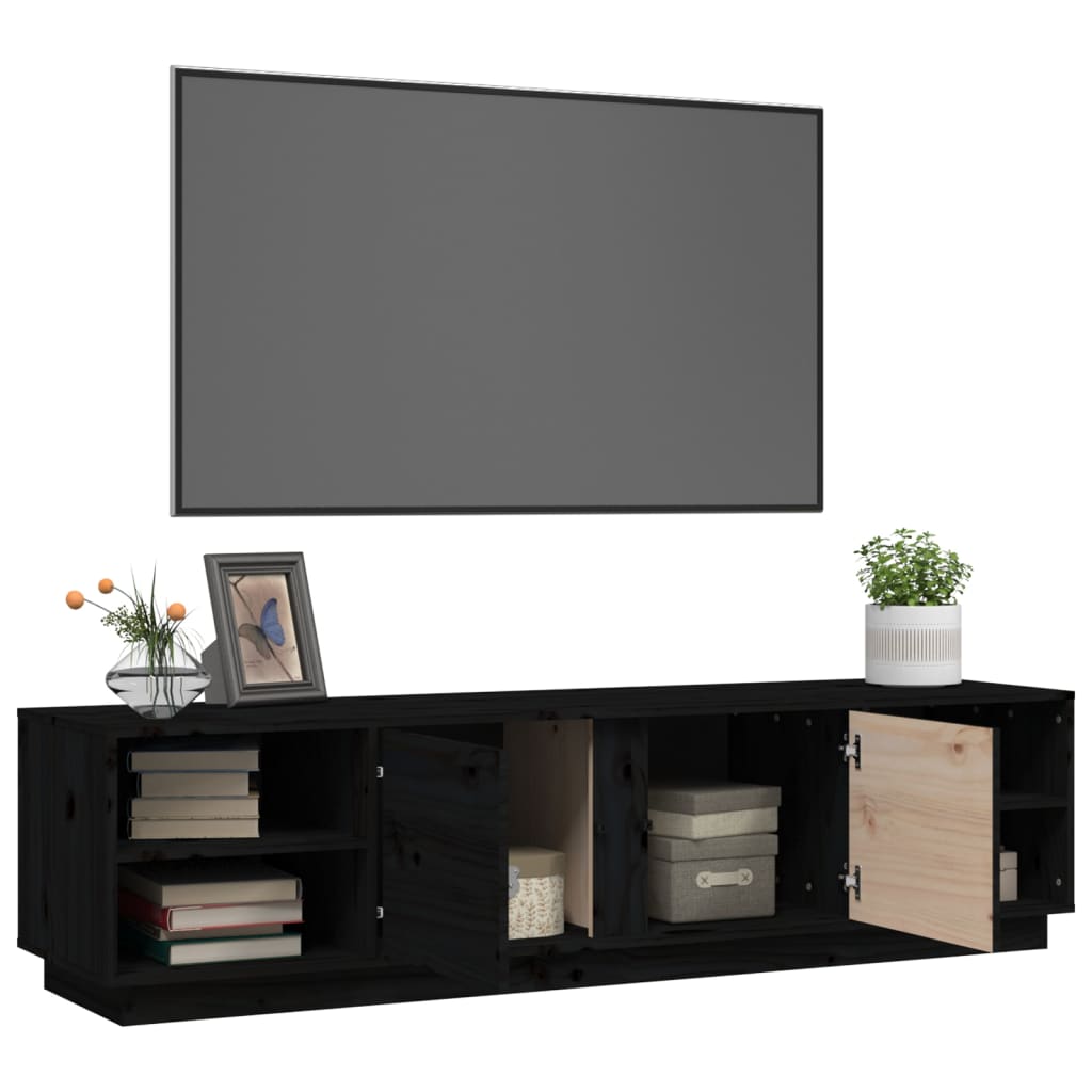 TV-taso musta 156x40x40 cm täysi mänty - Sisustajankoti.fi