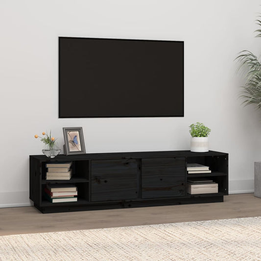 TV-taso musta 156x40x40 cm täysi mänty - Sisustajankoti.fi
