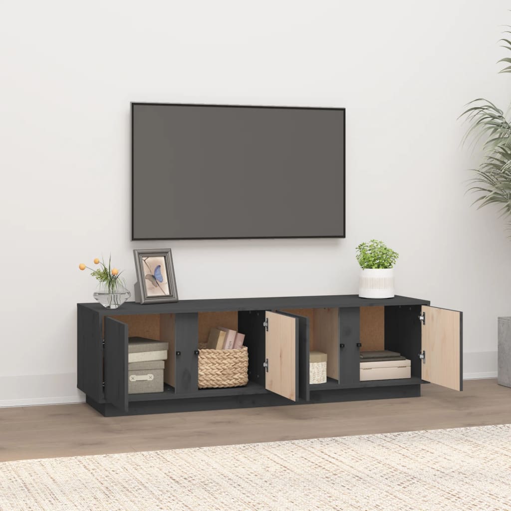 TV-taso harmaa 140x40x40 cm täysi mänty - Sisustajankoti.fi