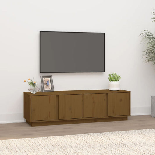 TV-taso hunajanruskea 140x40x40 cm täysi mänty - Sisustajankoti.fi