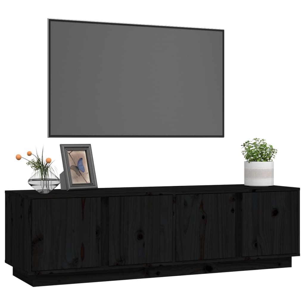 TV-taso musta 140x40x40 cm täysi mänty - Sisustajankoti.fi