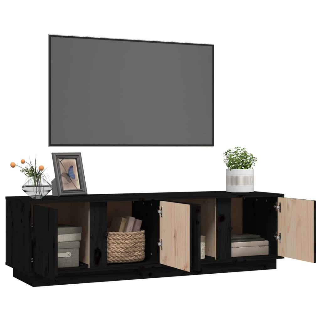 TV-taso musta 140x40x40 cm täysi mänty - Sisustajankoti.fi