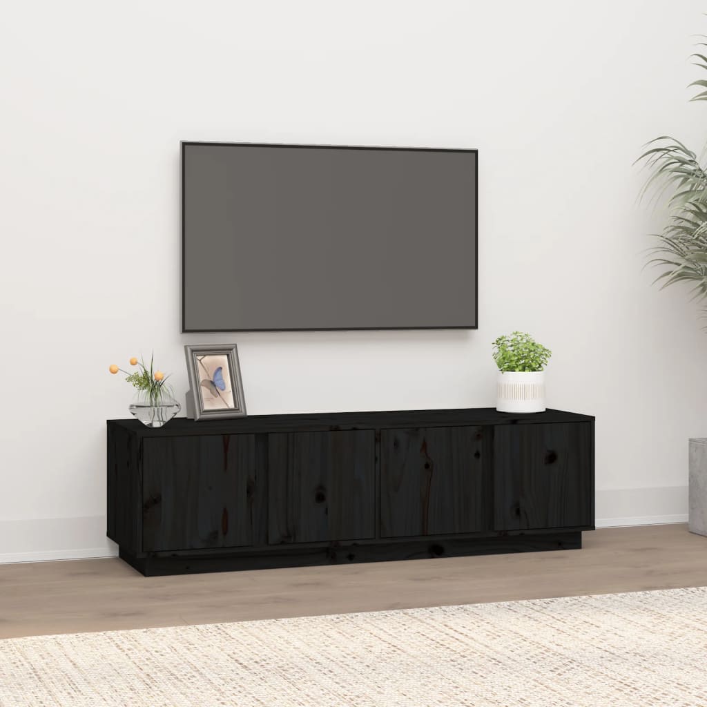 TV-taso musta 140x40x40 cm täysi mänty - Sisustajankoti.fi