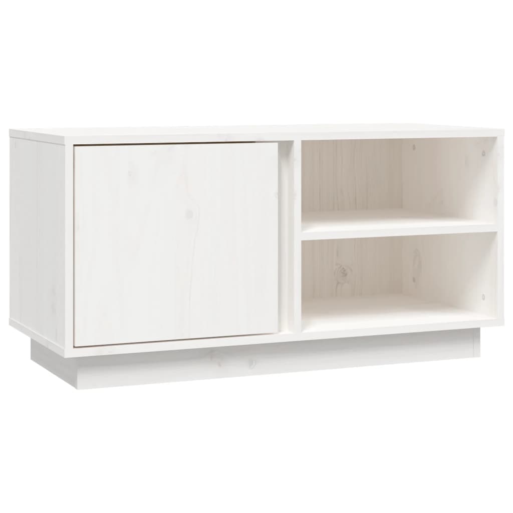 TV-taso valkoinen 80x35x40,5 cm täysi mänty - Sisustajankoti.fi
