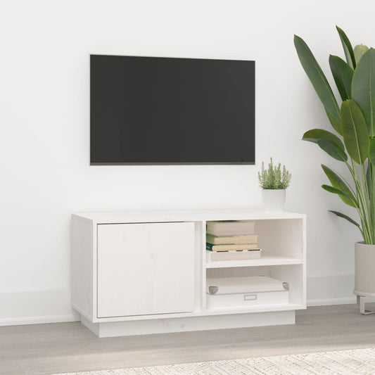 TV-taso valkoinen 80x35x40,5 cm täysi mänty - Sisustajankoti.fi