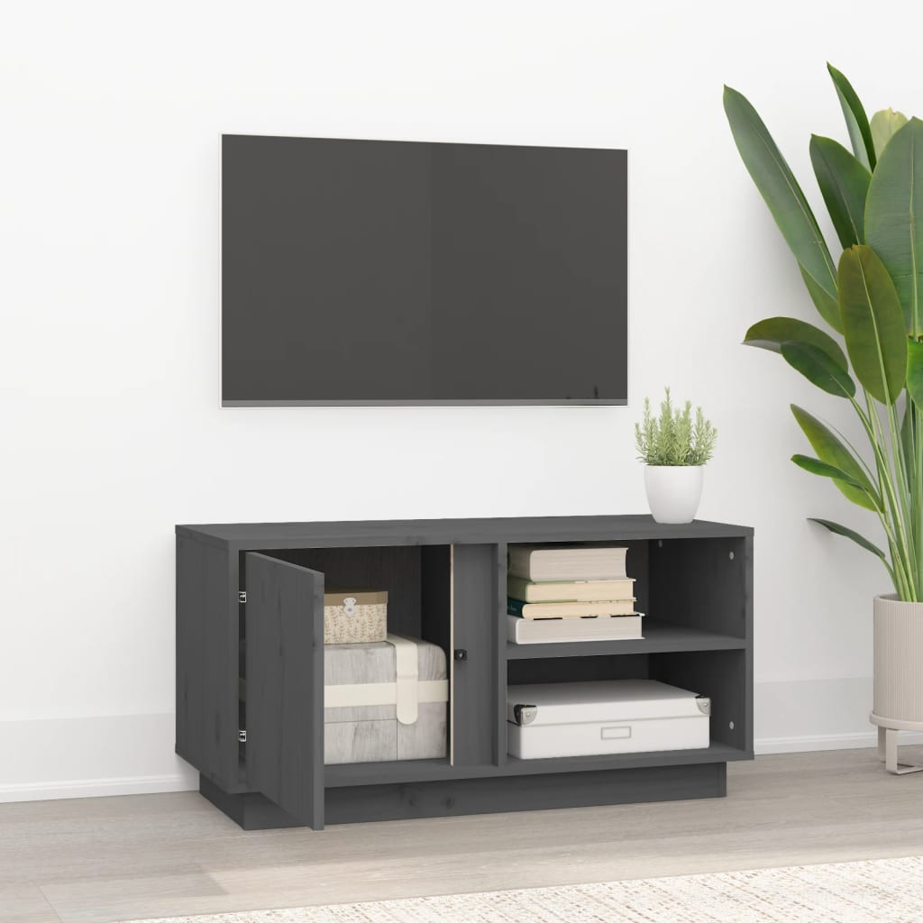 TV-taso harmaa 80x35x40,5 cm täysi mänty - Sisustajankoti.fi