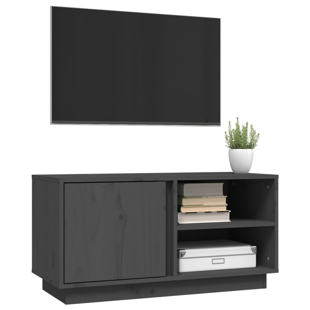 TV-taso harmaa 80x35x40,5 cm täysi mänty - Sisustajankoti.fi
