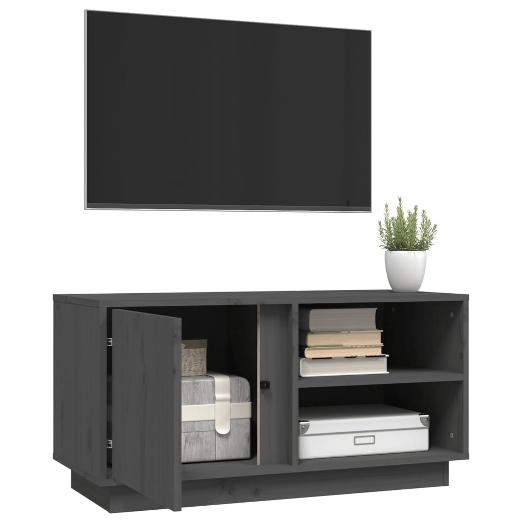 TV-taso harmaa 80x35x40,5 cm täysi mänty - Sisustajankoti.fi