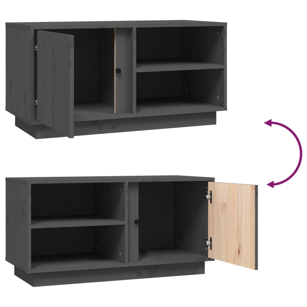 TV-taso harmaa 80x35x40,5 cm täysi mänty - Sisustajankoti.fi