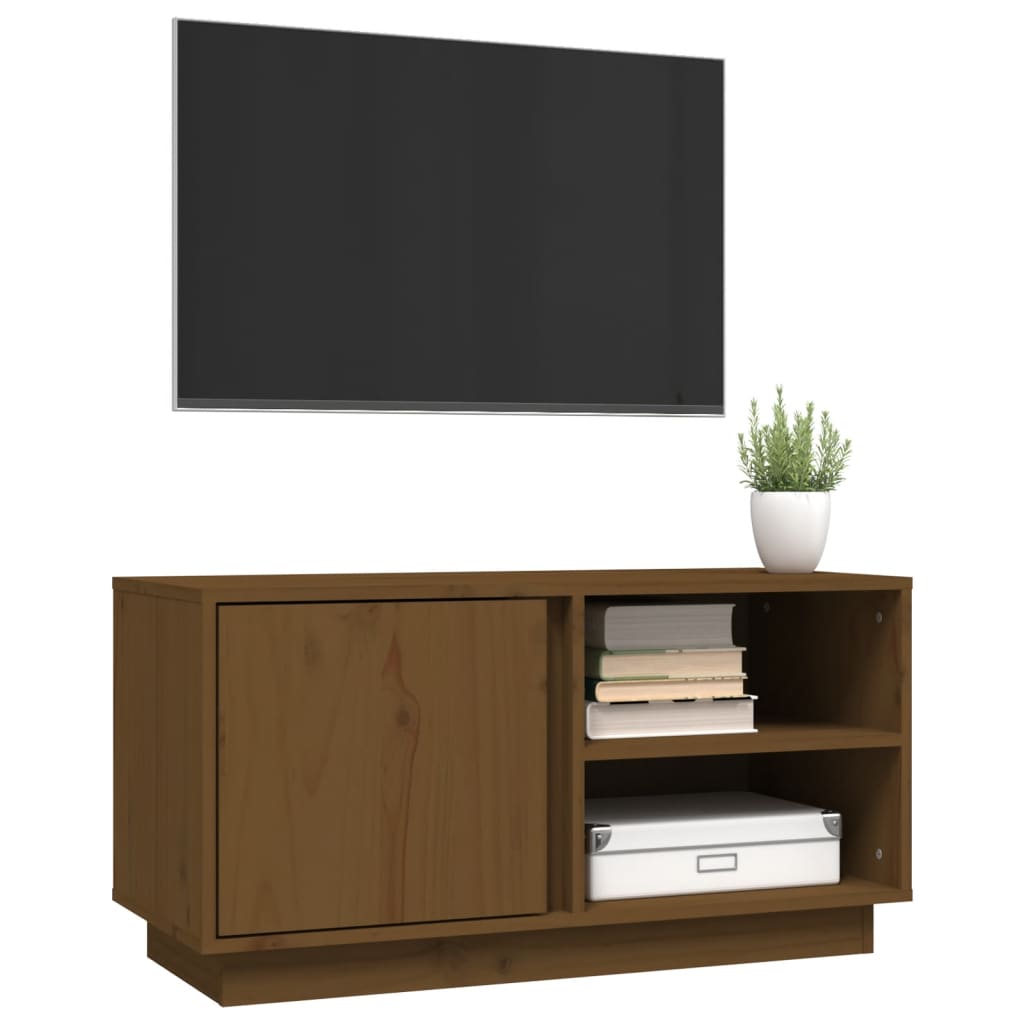 TV-taso hunajanruskea 80x35x40,5 cm täysi mänty - Sisustajankoti.fi
