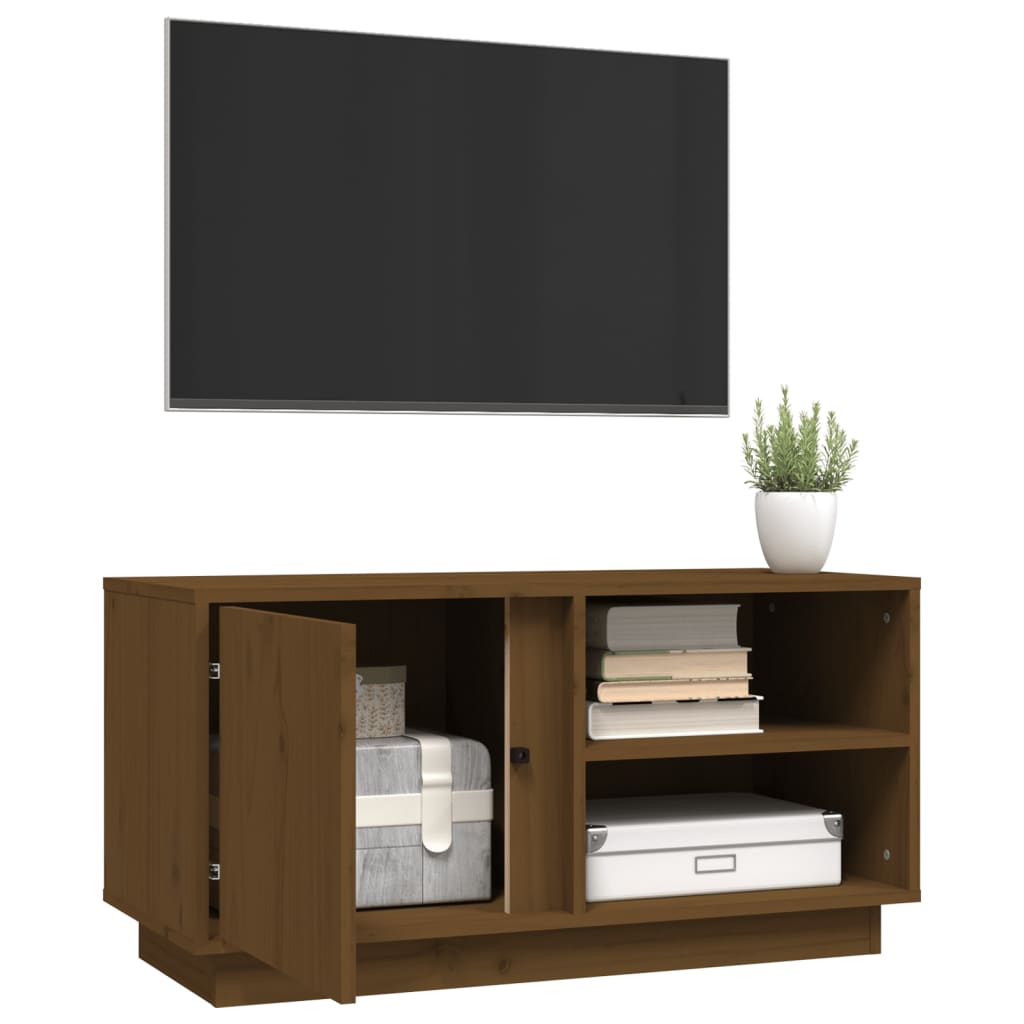 TV-taso hunajanruskea 80x35x40,5 cm täysi mänty - Sisustajankoti.fi