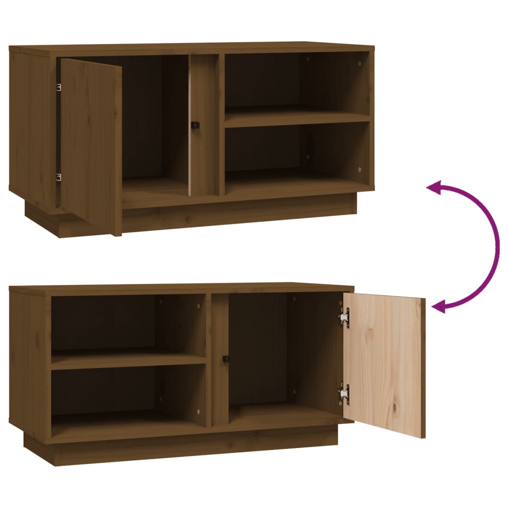 TV-taso hunajanruskea 80x35x40,5 cm täysi mänty - Sisustajankoti.fi