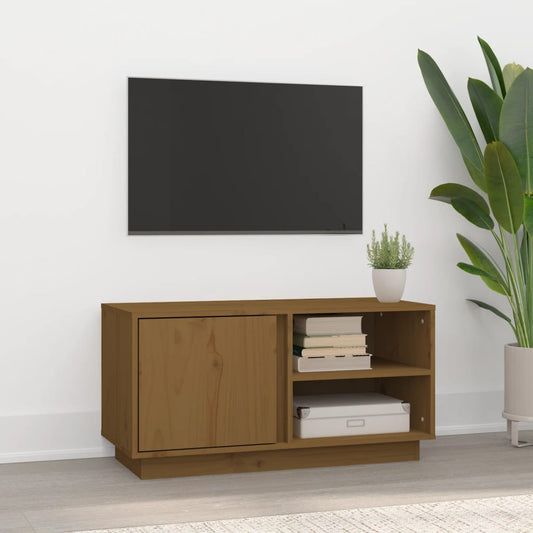 TV-taso hunajanruskea 80x35x40,5 cm täysi mänty - Sisustajankoti.fi