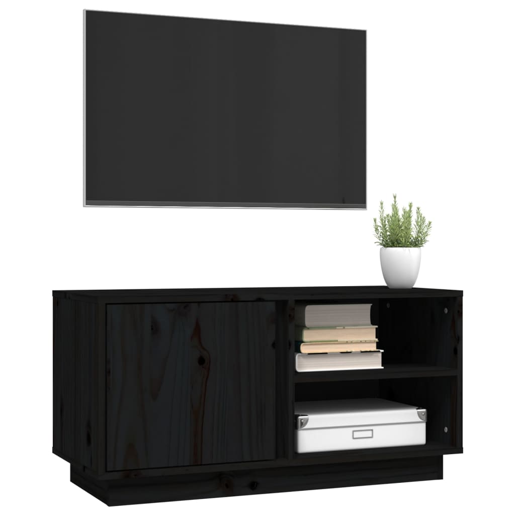 TV-taso musta 80x35x40,5 cm täysi mänty - Sisustajankoti.fi