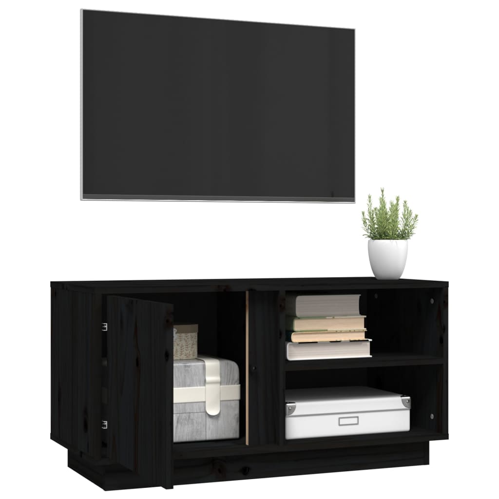 TV-taso musta 80x35x40,5 cm täysi mänty - Sisustajankoti.fi