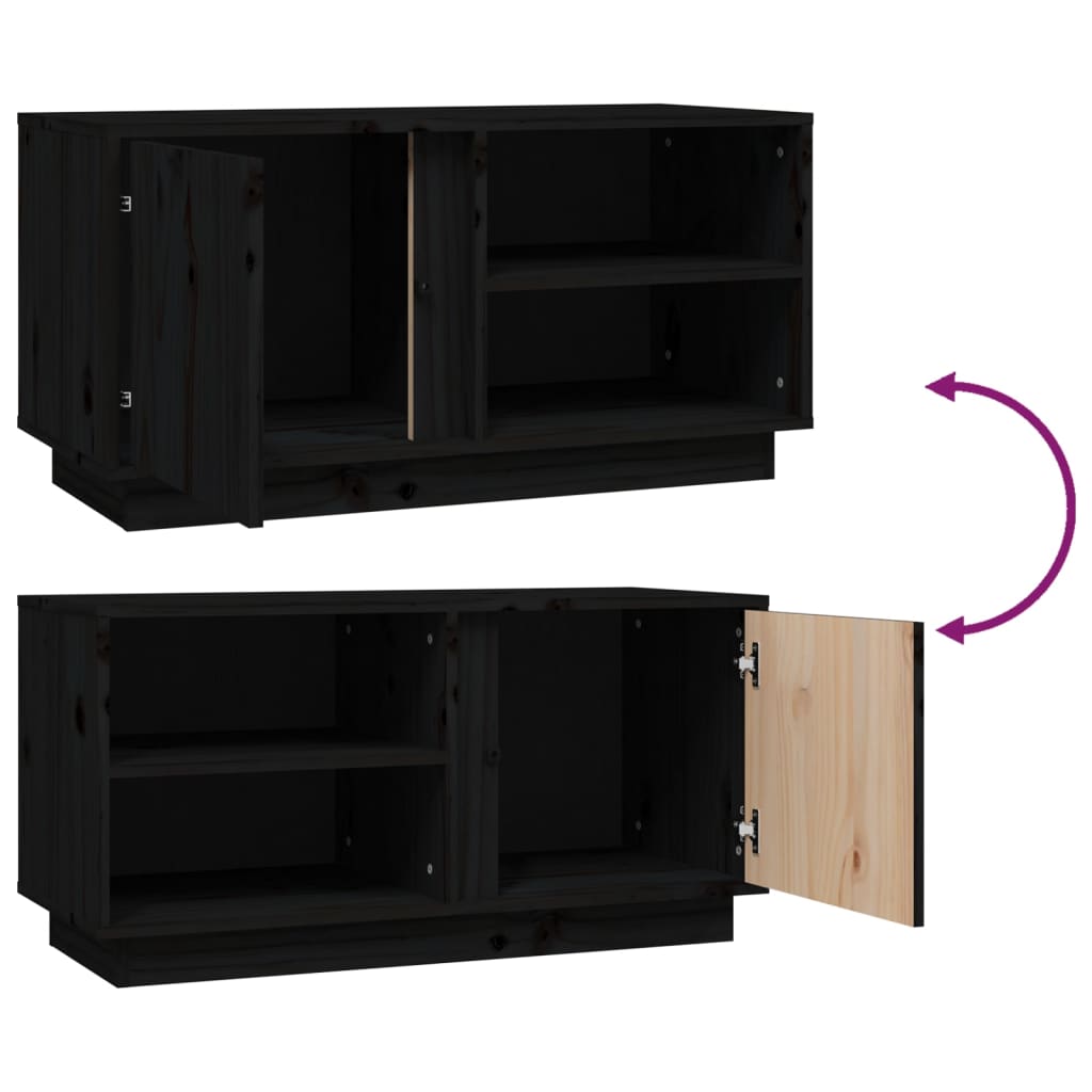 TV-taso musta 80x35x40,5 cm täysi mänty - Sisustajankoti.fi