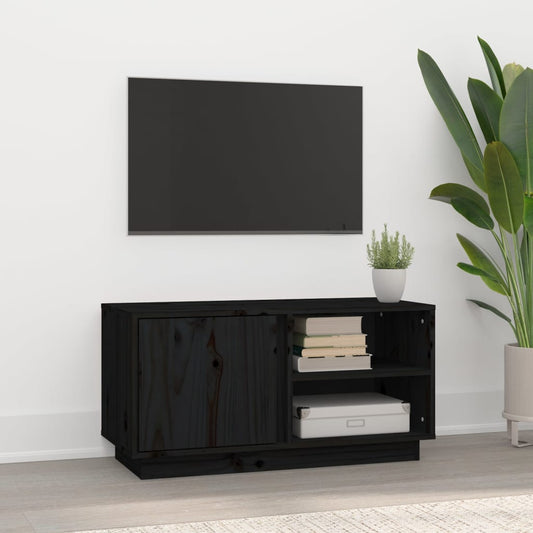 TV-taso musta 80x35x40,5 cm täysi mänty - Sisustajankoti.fi