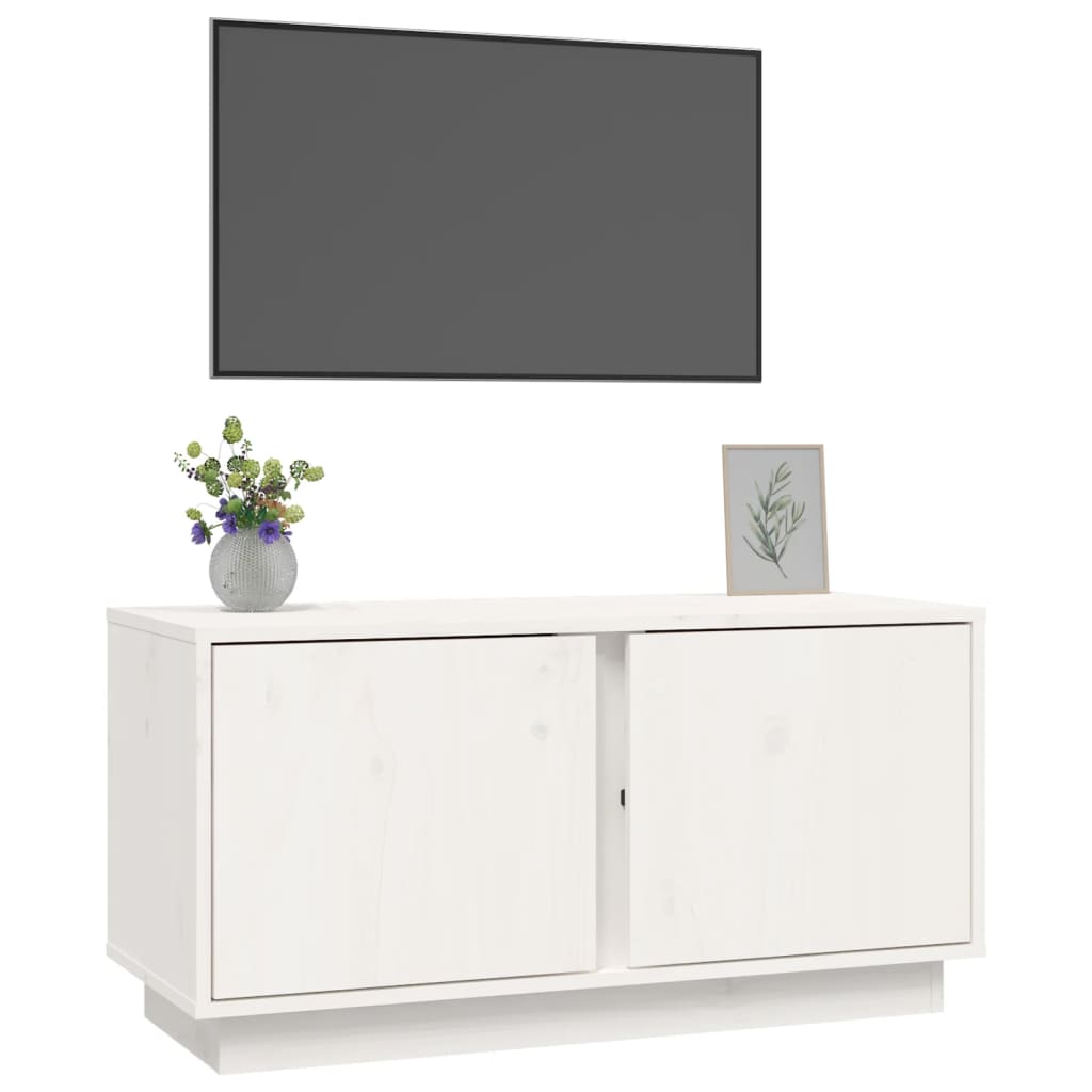 TV-taso valkoinen 80x35x40,5 cm täysi mänty - Sisustajankoti.fi