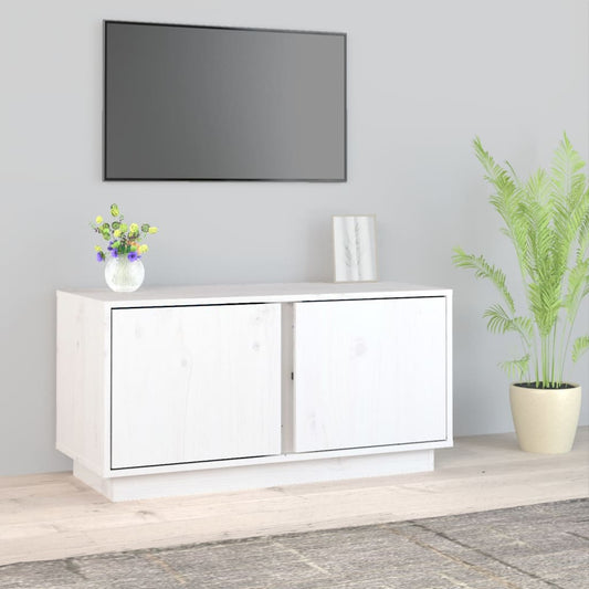 TV-taso valkoinen 80x35x40,5 cm täysi mänty - Sisustajankoti.fi