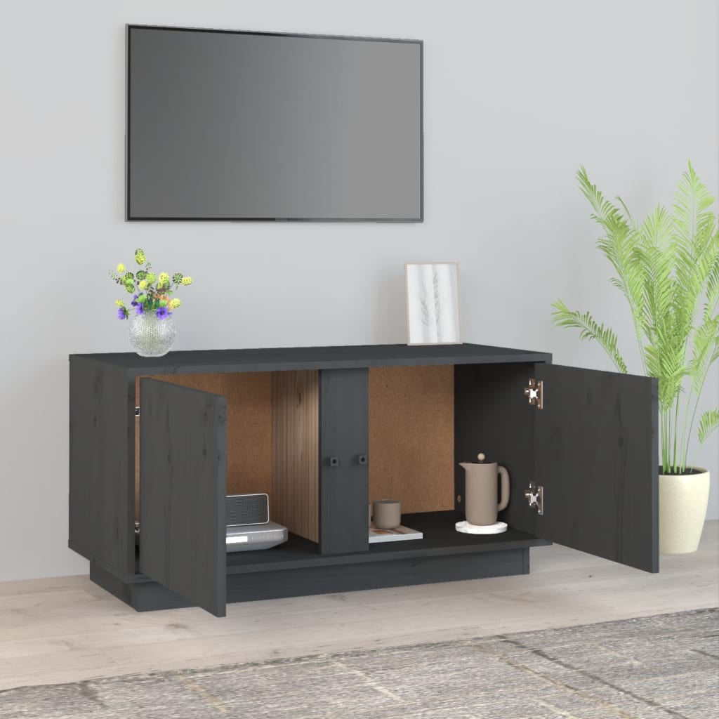 TV-taso harmaa 80x35x40,5 cm täysi mänty - Sisustajankoti.fi