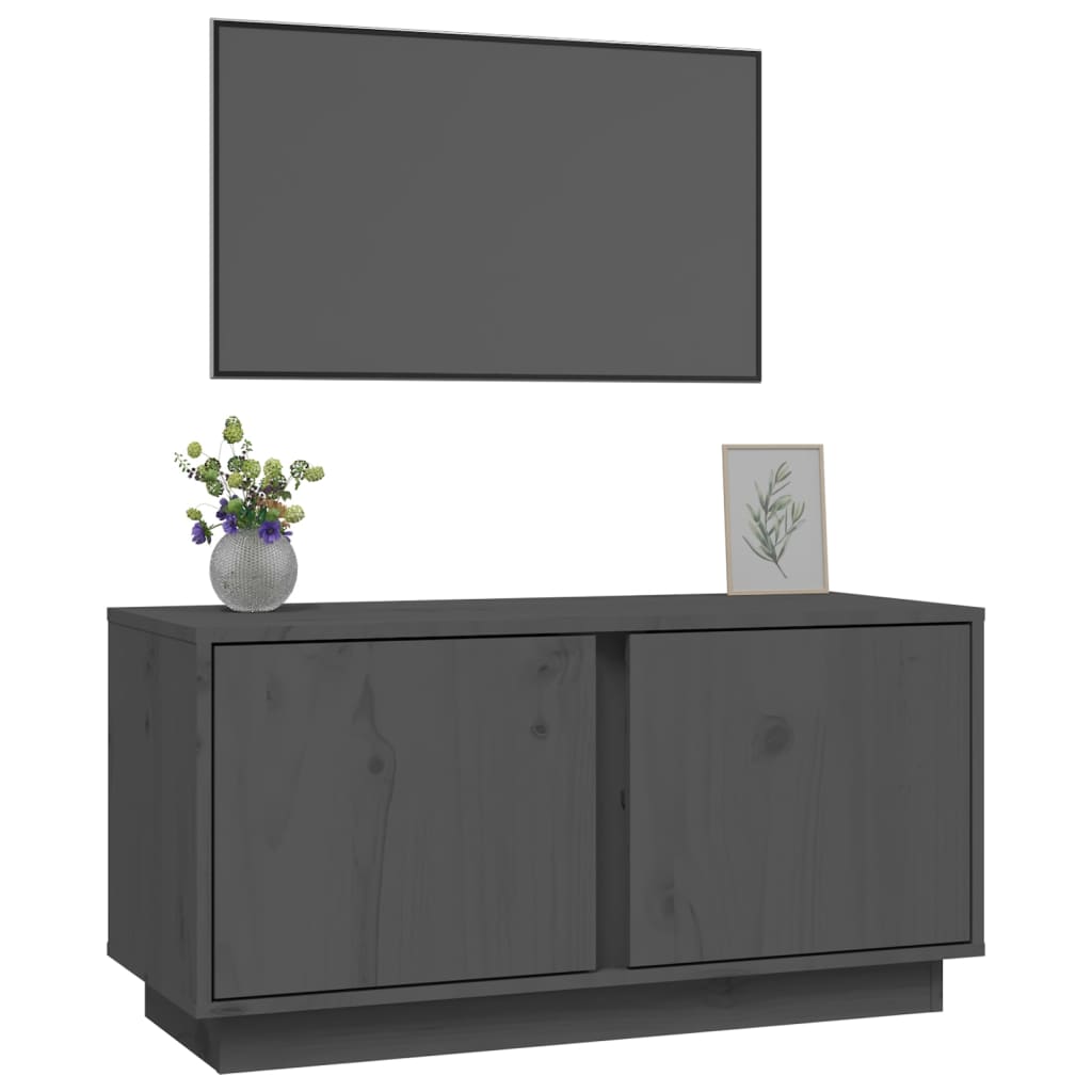 TV-taso harmaa 80x35x40,5 cm täysi mänty - Sisustajankoti.fi