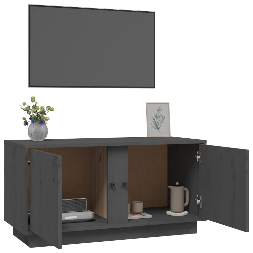 TV-taso harmaa 80x35x40,5 cm täysi mänty - Sisustajankoti.fi