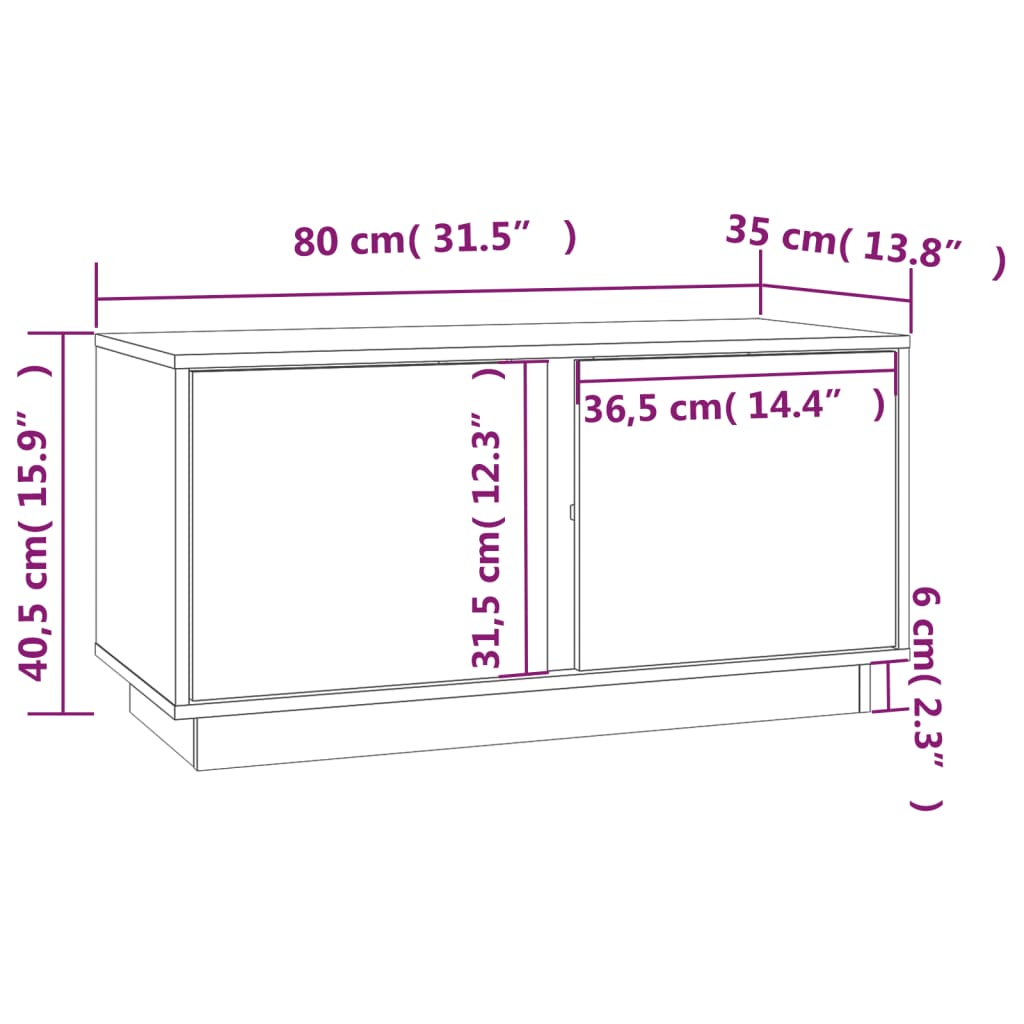 TV-taso harmaa 80x35x40,5 cm täysi mänty - Sisustajankoti.fi