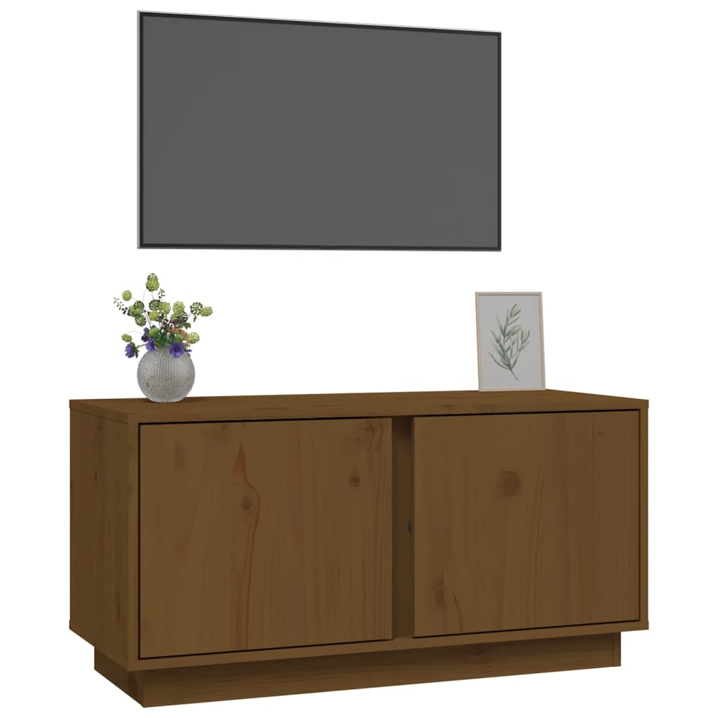 TV-taso hunajanruskea 80x35x40,5 cm täysi mänty - Sisustajankoti.fi