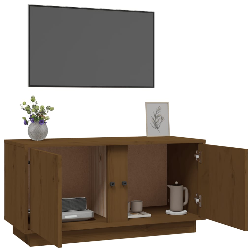 TV-taso hunajanruskea 80x35x40,5 cm täysi mänty - Sisustajankoti.fi