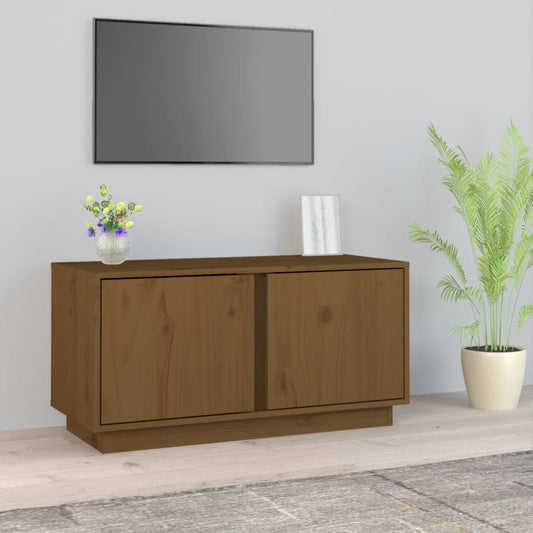 TV-taso hunajanruskea 80x35x40,5 cm täysi mänty - Sisustajankoti.fi