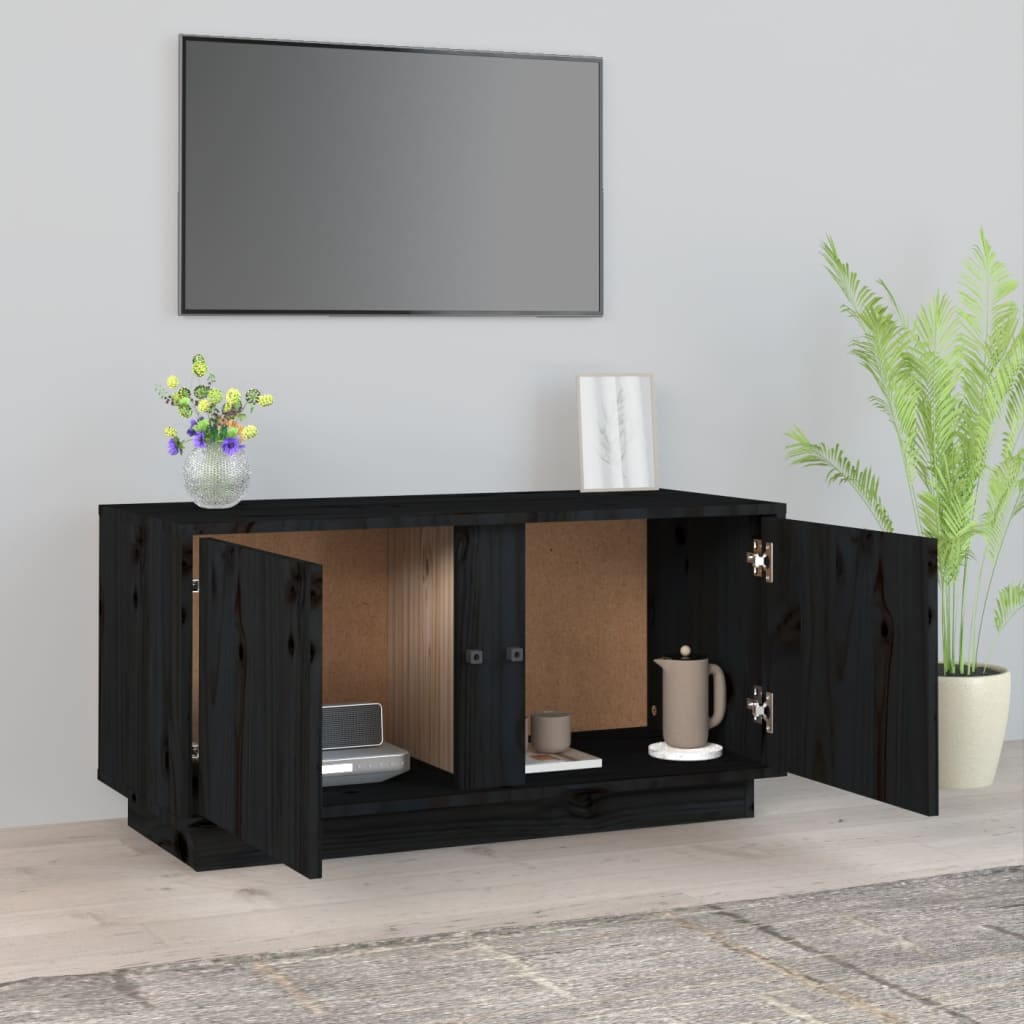 TV-taso musta 80x35x40,5 cm täysi mänty - Sisustajankoti.fi