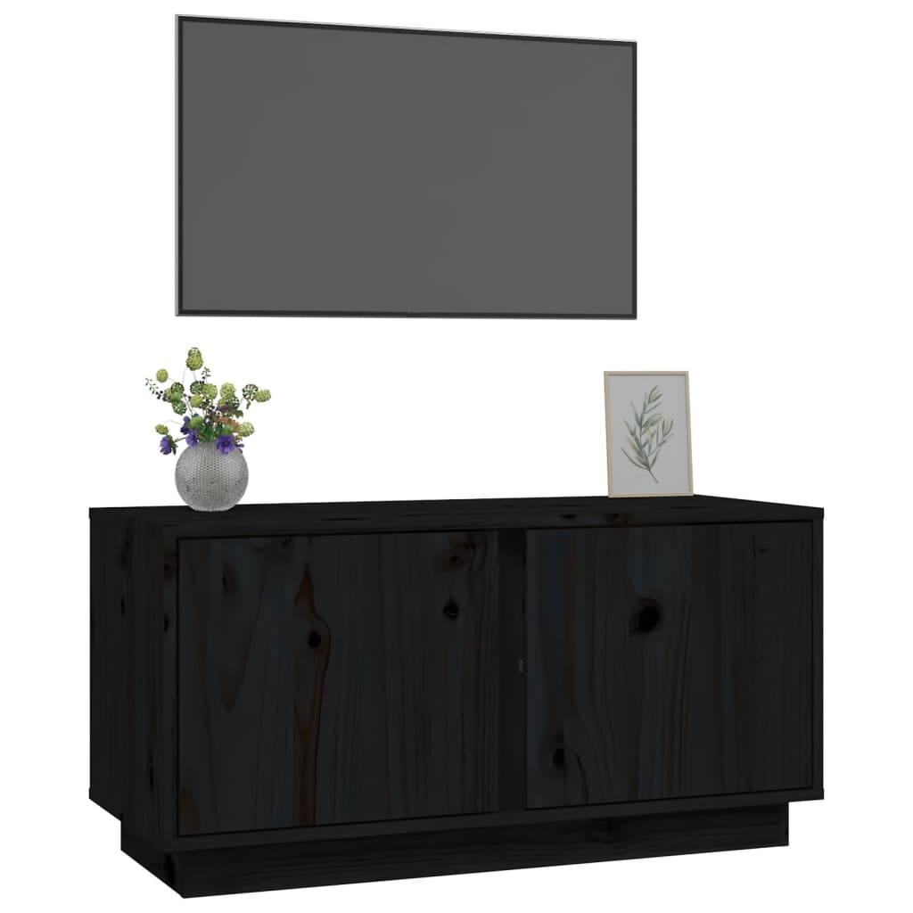TV-taso musta 80x35x40,5 cm täysi mänty - Sisustajankoti.fi