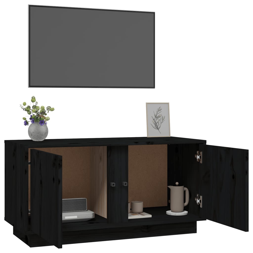 TV-taso musta 80x35x40,5 cm täysi mänty - Sisustajankoti.fi