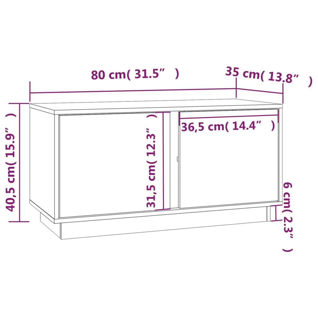 TV-taso musta 80x35x40,5 cm täysi mänty - Sisustajankoti.fi