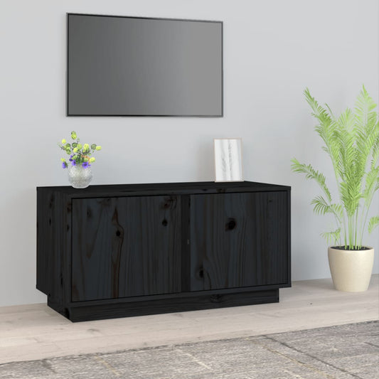TV-taso musta 80x35x40,5 cm täysi mänty - Sisustajankoti.fi