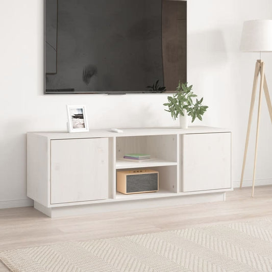 TV-taso valkoinen 110x35x40,5 cm täysi mänty - Sisustajankoti.fi