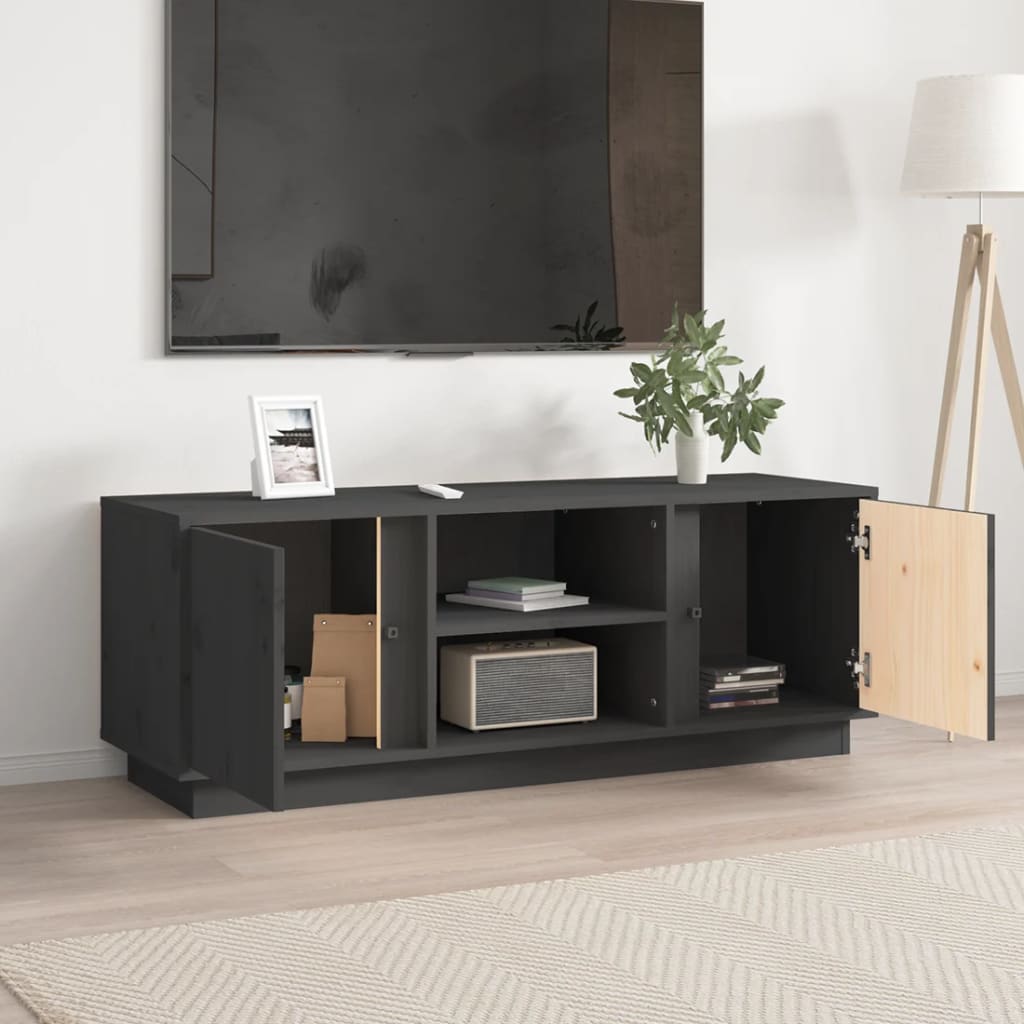 TV-taso harmaa 110x35x40,5 cm täysi mänty - Sisustajankoti.fi